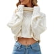 thumbnail image 1 of Suéter recortado para mujer Cuello alto Manga murciélago Tejido de cable Jersey de gran tamaño Irfora Suéter de las mujeres, 1 of 7