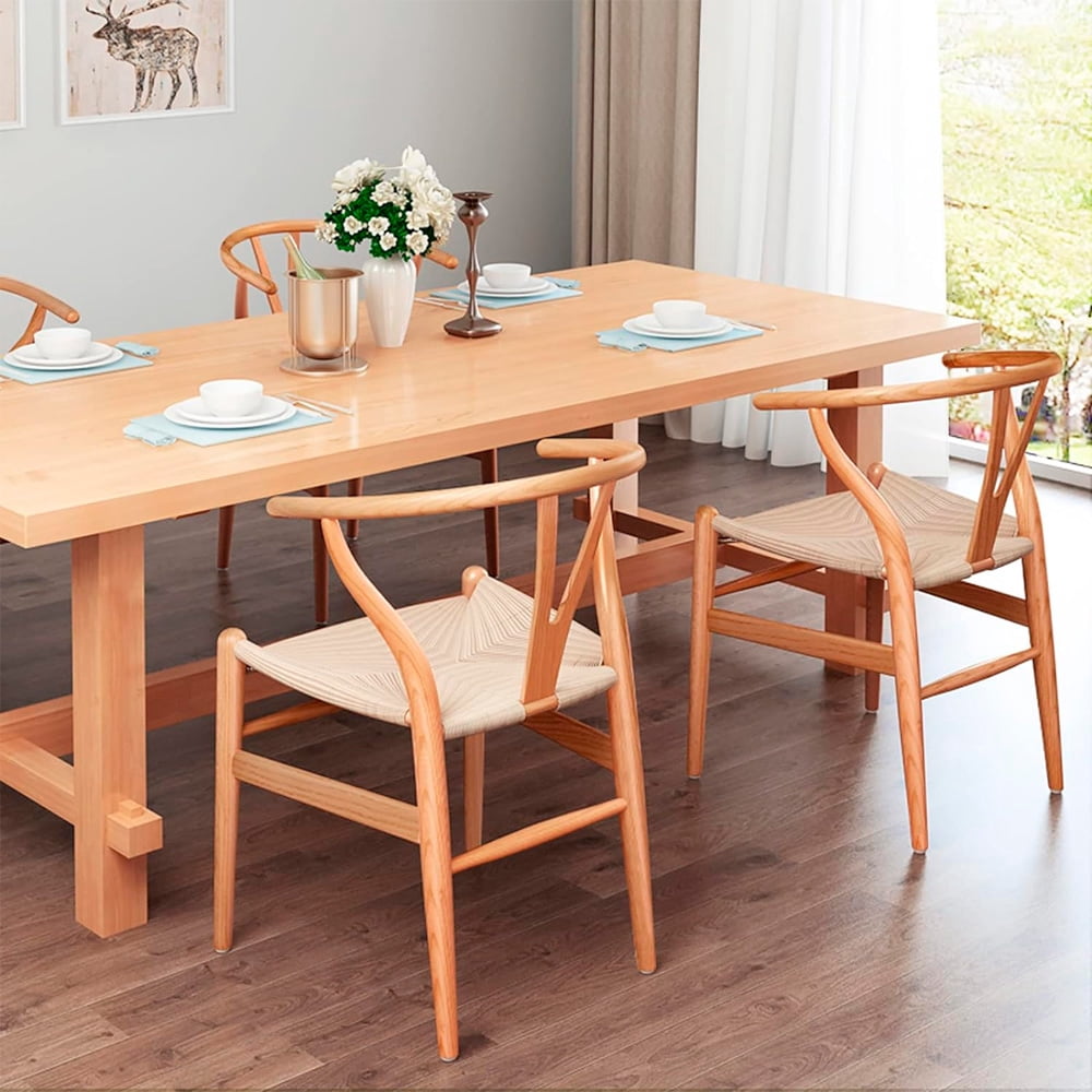 Heavenly Collection | Chaise de salle à manger Wishbone en bois naturel pour cuisine ou salle à manger