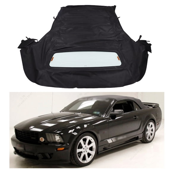 With Heated Glass Window For Ford Mustang 2005-2014 Black Convertible Soft Top