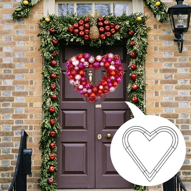 Heart Shaped Wire Wreath Frame Iron Base Wall Decorative Creative