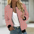 thumbnail image 5 of Holzkary Women's Zip Up Sweatshirts Jackets Long Sleeve Casual Loose Outwear with Pockets Women's Jacket Lightweight Zip Casual Jacket Printed Coat Stand Collar Cropped Coat Red Xxl, 5 of 9