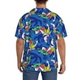 thumbnail image 3 of Pofeuu Sharks Skateboarding With Palm Print Mens Casual Short Sleeve Shirts Beach Summer Spread Collar Pocket Tops Men's Casual Short-sleeved Shirt-X-Large, 3 of 5