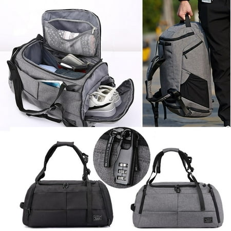 Unisex Waterproof Lock Travel with Shoes Compartment Handbag Backpack Duffel Gym Bag - 0
