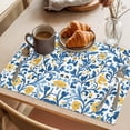 thumbnail image 3 of Spring Blue Flower Placemats Set of 2, Country Farm Watercolor Yellow Floral Leaf Non-Slip Place Mats Washable Table Mats for Kitchen Dining Table Decorations Indoor/Outdoor, 3 of 9