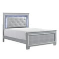 thumbnail image 2 of Gorgeous Silver Finish Eastern King Size Bed Crystal-Tufted LED Headboard Bedroom Furniture, 2 of 4