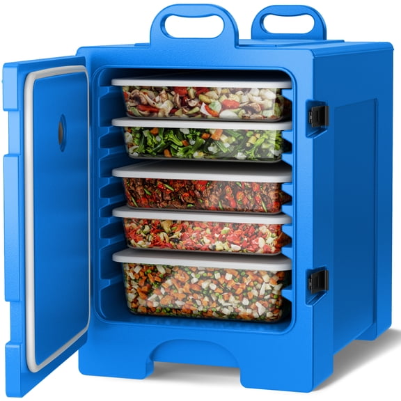 Costway End-Loading Insulated Food Pan Carrier Hot & Cold 5 Food Pan Capacity with Handles
