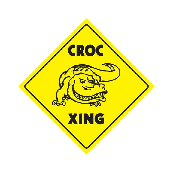 Croc Crossing Sign Zone Xing | Indoor/Outdoor | 14" Tall crocodile salt water alligator gator everglades FL