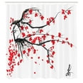 thumbnail image 3 of Ambesonne Sakura Shower Curtain, Watercolor Summer Garden, 69"Wx75"L, Vermilion Grey and White, 3 of 5