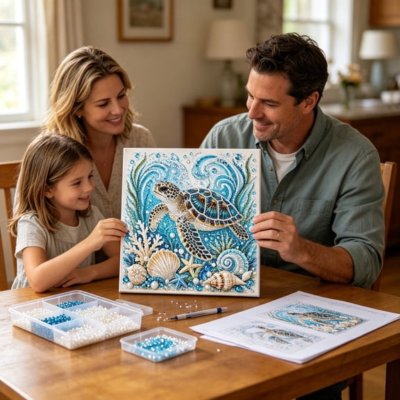 DIY Sea Diamond Art Kits, Painting Art Kits for Adults, Diamond Crystal Gem Art for Home Wall Decor