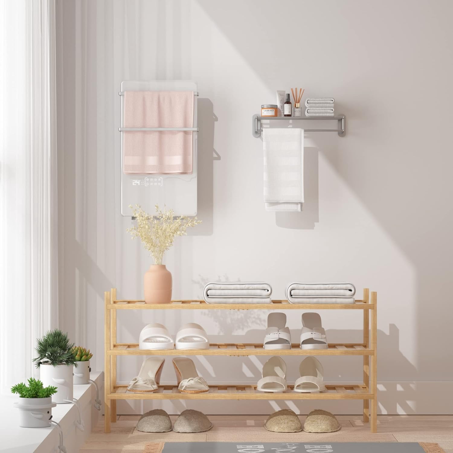 Bamboo 3 Tier Shoe Rack Wood Shoe Shelf Storage Organizer for Closet, Entryway, Small Space & Front Door Entrance Free Standing Stackable 27"x11"x20" (68.58cm x 27.94cm x 50.8cm) (Natural)