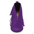 thumbnail image 3 of YDN Women Fashion Western Tassels Ankle High Boots Round Closed Toe Block Low Mid Heel Retro Casual Booties Shoes Size 5 Purple, 3 of 3