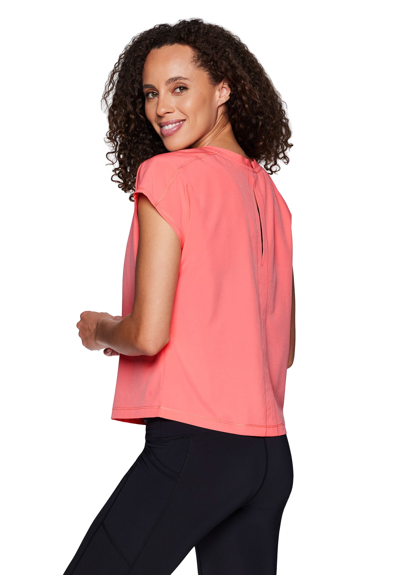 RBX Active Women's Fashion Quick Drying Woven T-Shirt With Keyhole Back 