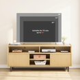 thumbnail image 5 of TROPOW Fluted TV Stand for 65 Inch, Boho Entertainment Center with Sliding Doors, Wood Media Cabinet Furniture with Adjustable Shelves for Living Room Bedroom, Natural Oak, 5 of 9