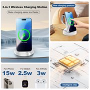 Charging Station, 18W Wireless Charger Compatible with iPhone 17 16 15 14 13 12, Wireless Phone Charger for Airpods 4 3 2 Pro, for iWatch Series, Charging Station for Multiple Devices, White
