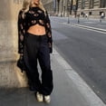 thumbnail image 6 of Women Crochet Sweater Long Sleeve Hollow Out Knit Oversized Punk Goth Top, 6 of 11