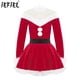 thumbnail image 2 of Niños Niñas Navidad señora Santa Claus fiesta de año nuevo disfraz Cosplay pompones adornado Ballet danza figura patinaje vestido mono, 2 of 5