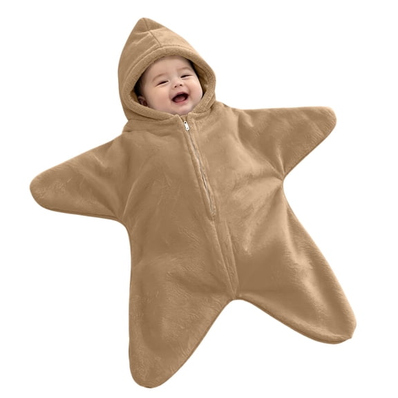 EnJoCho Baby Starfis𝗁 Onesi𝖾, Cozy Star Baby Swaddle Bag, Baby Soft Fleece Romper, Fall Winter Warm Outfits 3-12M
