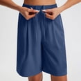 thumbnail image 4 of Lenpel Bermuda Shorts for Women High Waisted Wide Leg Pleated Knee Length Workout Long Shorts Casual Athletic Shorts with Pockets, 4 of 7