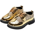 thumbnail image 2 of Cyiecw Boys Girls Lace-up Oxfords Brogue Wingtip Shiny Sequin School Uniform Dress Shoes for Wedding Birthday Performance, 2 of 5