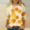 thumbnail image 3 of JTZGDY Funny Bee Shirts for Women Loose Fit Casual Summer 3/4 Lenght Sleeve Crewneck Tunic Blouse Trendy Oversized Dressy Pullover Tops Yellow#11 XXXL, 3 of 6