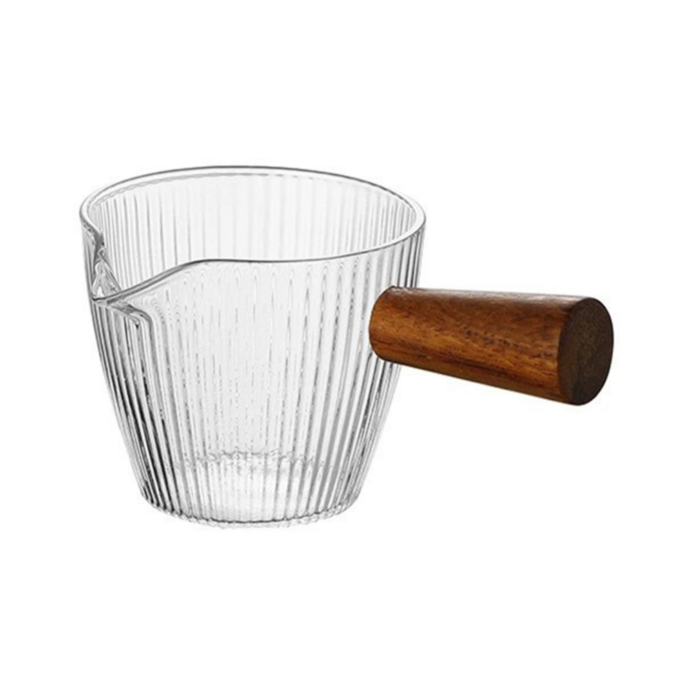 Single Spout Espresso Shot Glass with Wood Handle Espresso Glass 3.4oz