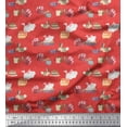 thumbnail image 1 of Soimoi Orange Cotton Duck Fabric Rabbit Animal Print Fabric by Yard 56 Inch Wide, 1 of 3