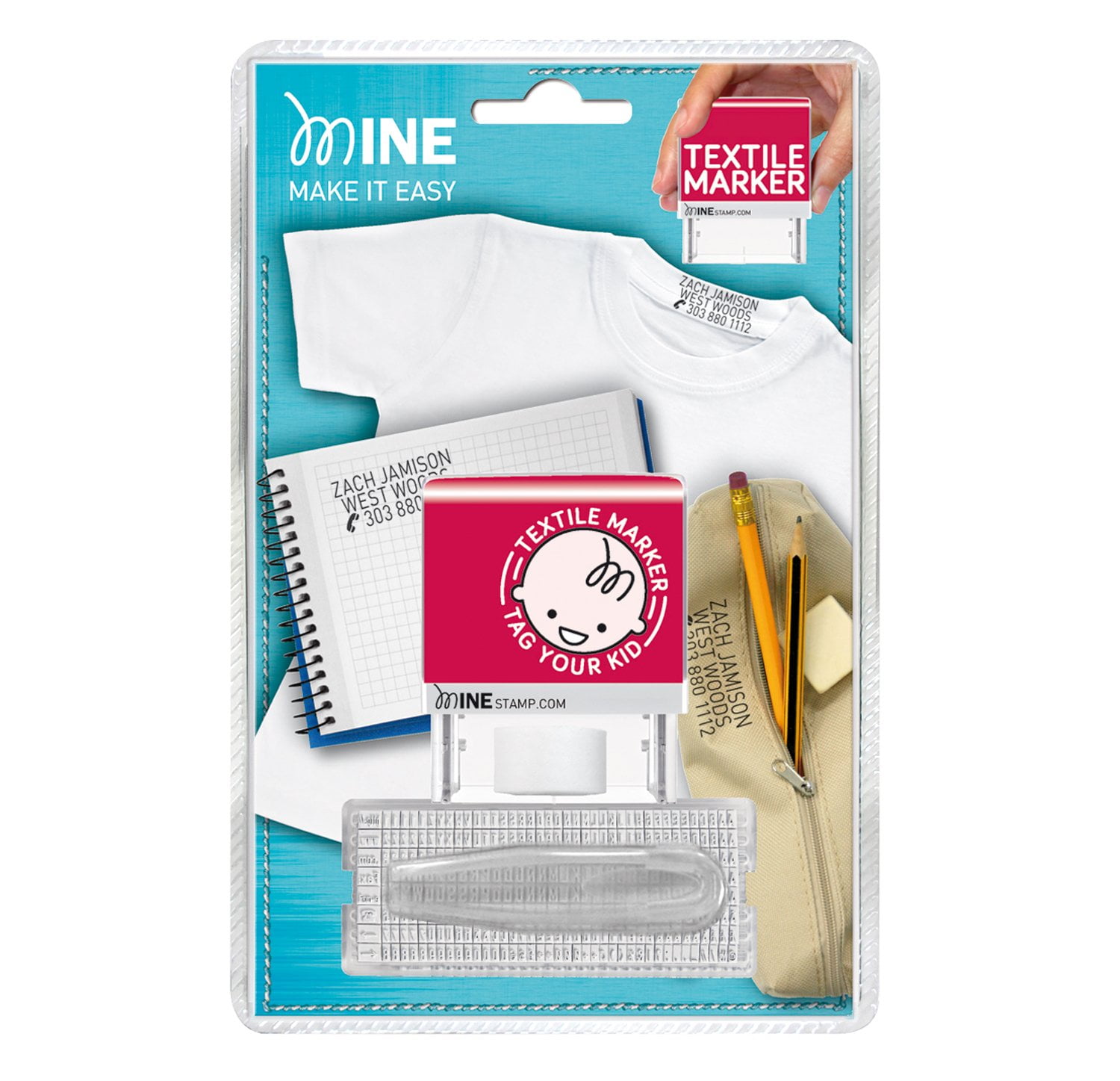 MINE STAMP CLOTHING MARKER, also suitable for BOOKS & ACCESSORIES,  Personalise Garment, Childrens School Uniform/Clothes/Clothing Labels For  ...