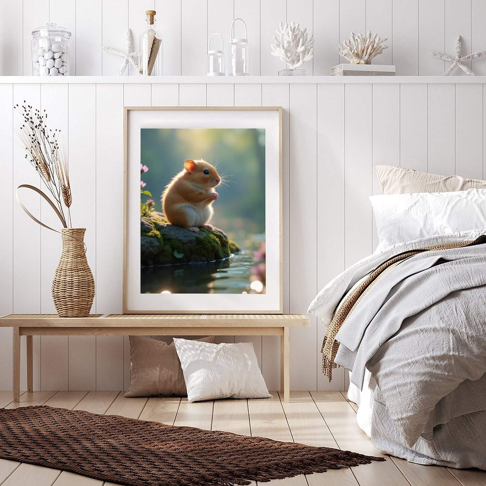 Diamond Art Kit for Adults, Peaceful Hamster On Mossy Rock Diamond Painting for Adults Beginners, 5D DIY Diamond Art Painting Kits, Colorful Diamond Painting Craft for Home Decor 12x16