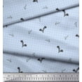thumbnail image 2 of Soimoi Blue Rayon Crepe Fabric Black Sketch Feather & Dots Print Fabric by the Yard 46 Inch Wide, 2 of 3