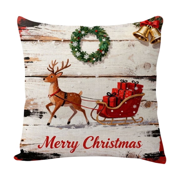 Cheapark 17.7x17.7-Inch Linen Christmas Pillow Cover - Breathable Soft Cushion Cover for Sofa Home Holiday Christmas Decor