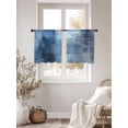 thumbnail image 3 of Abstract Blue Art Sheer Curtains 45 inches Long 2 Panels Set Retro Gradient Blue Watercolor Tiers Sheers Rod Pocket Small Window Short Curtains for Kitchen Cafe, Each 52" W x 45" L, 3 of 7