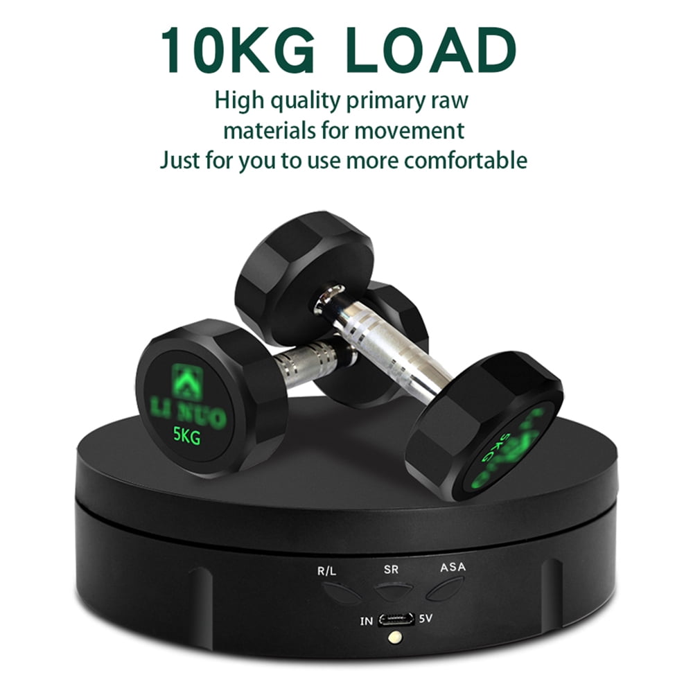 Carevas 360° Electric Rotating Turntable USB Charging Rotating Display Stand 3 Speed Adjustable for Photography Display Jewelry Watch Collectibles
