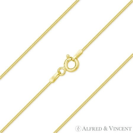 Spade Italian - 0.8mm Classic Snake Link Italian Chain Necklace in .925 Sterling Silver w/ 14k Yellow Gold