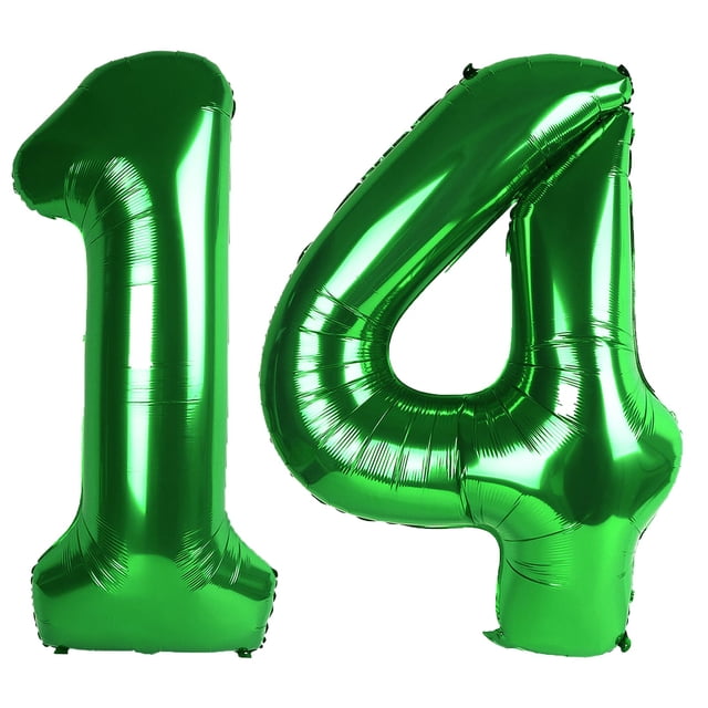Globo digital Kelfuoya, 40 cm, verde, número 14, para decoración de fiestas