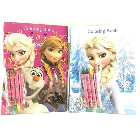Party Favors Disney Frozen Coloring Book & Crayon Set 12 Pack ( Assorted Style)