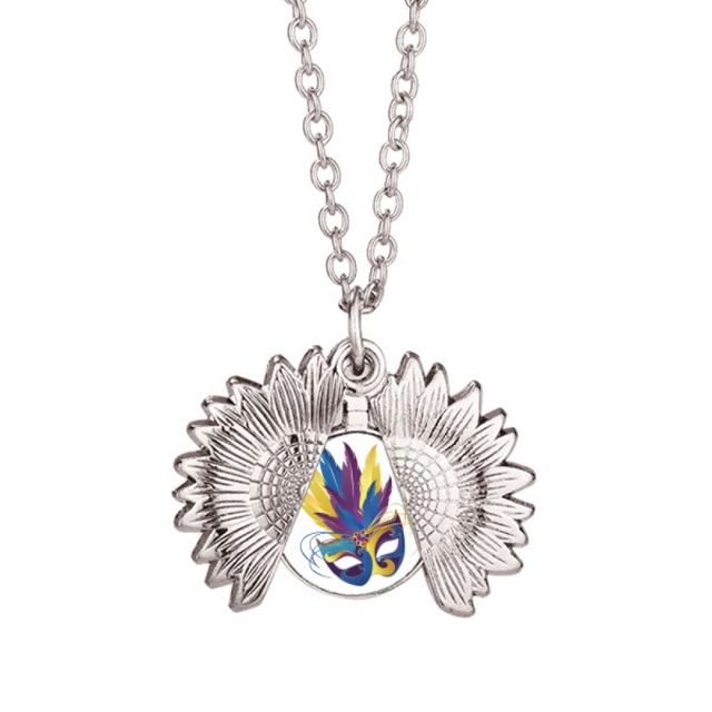 Blue Feather Mask Feliz Carnaval de Venecia Collar de girasol collar collar collar colgante