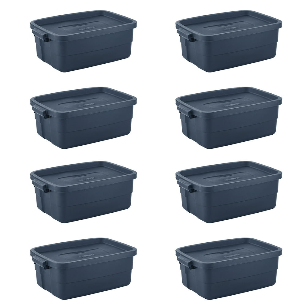 Rubbermaid 10 Gallon Stackable Storage Container, Dark Indigo Metallic