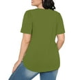 thumbnail image 4 of ZQGJB Summer Womens Tunic Tops for Leggings Casual Solid Color Short Sleeve Ruched Pleated T-Shirts Loose Fit Curvy Hem Blouse for Leggings Army Green XXL, 4 of 8