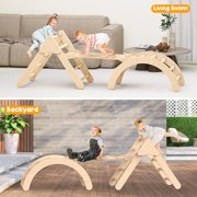 Toddler Climbing Toys, Foldable Climbing Toys for Toddlers Inside, Montessori Climbing Set with Arch Ramp, Triangle Climber, Rock Climber, Slide, Rocker, Wooden Toddler Climbing Gym Indoor