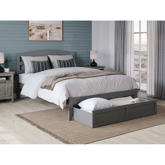AFI Warren Platform Bed with Foot Drawer Grey Full