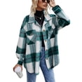 thumbnail image 3 of Seyurigaoka Women Juniors Shacket Plaid Turn-Down Collar Long Sleeve Coat with Chest Pockets, 3 of 7