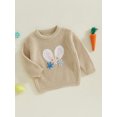 thumbnail image 3 of aturustex Little Boys Girls Easter Cozy Knit Sweaters Top 6M-5T Toddler Baby Long Sleeve Knitted Pullover Round Neck Sweatshirts Bunny Ears Embroidery Cute Casual Comfy Spring Winter Clothes, 3 of 7