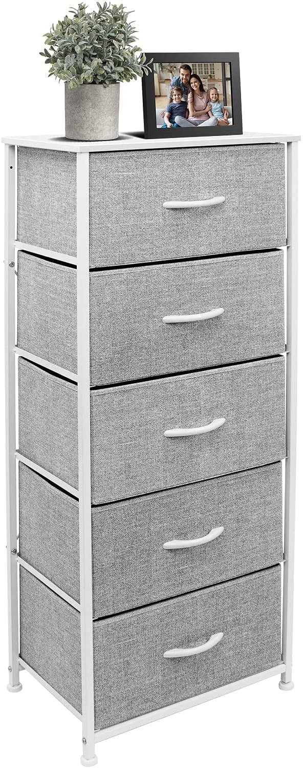 Brand New Blue and White Tall 4 Drawer Storage Tower Made From Fabric 