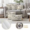 thumbnail image 6 of Yellow Grey Botanical Outdoor Waterproof Pillow Covers, Spring Floral Birds Vintage Decorative Square Throw Pillowcase Sofa Cushion Sham for Patio/Couch/Chair, 16"x16" 2 Pack, 6 of 8