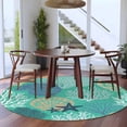 thumbnail image 4 of Coastal Ocean Round Living Room Rugs 5 ft, Starfish Shell Coral Green Texture Washable Area Rug with Non-Slip Sturdy Edge Binding Round Carpet for Entryway Kitchen Bedroom Bathroom, 4 of 9