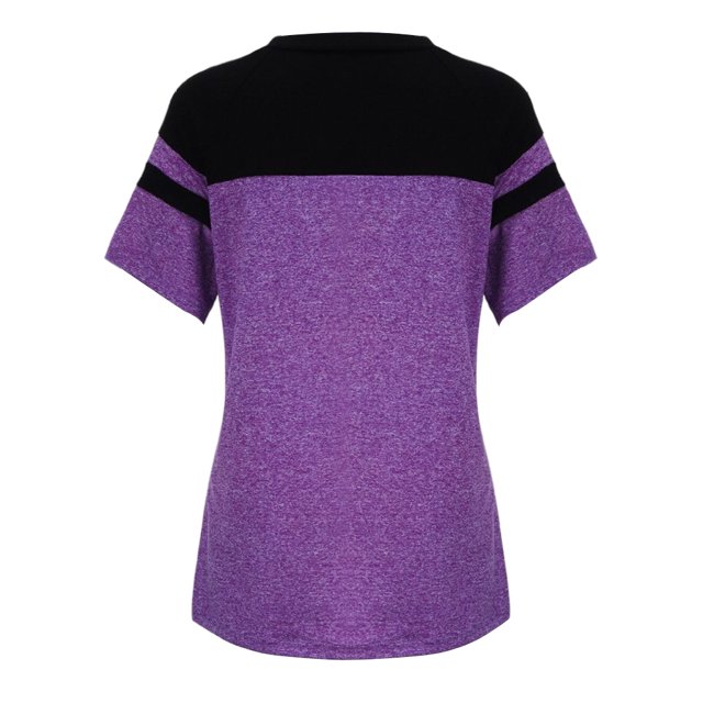 Camiseta de manga corta para mujer, blusa bonita con cuello en V de Color sólido, camiseta deportiva de verano para cumpleaños, ropa de verano Prendas para la parte del cuerpo Púrpura XL Guardurnaity AP011139-06