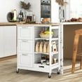 thumbnail image 2 of Gymax Kitchen Island Cart on Wheels Rolling Utility Cart w/ Rubber Wood Top & 3 Storage Drawers White, 2 of 10