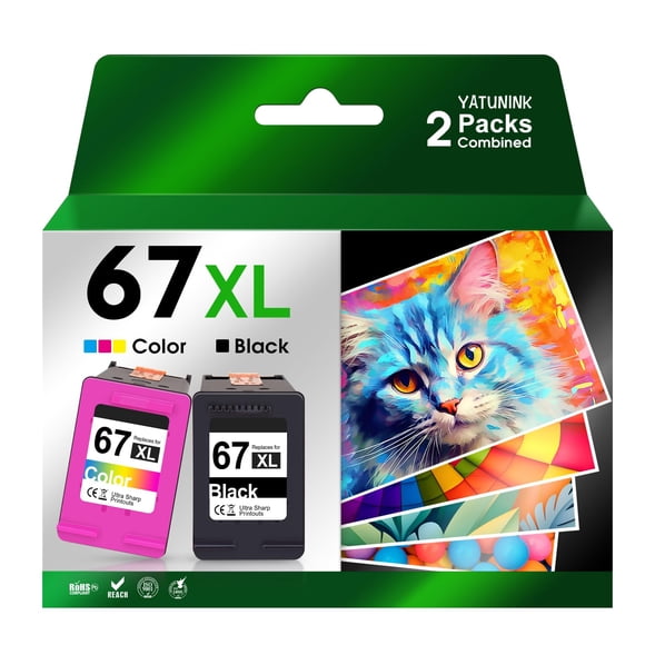 Cartuchos de tinta YATUNINK 67XL compatibles con HP DeskJet 2827e 4155e