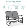 thumbnail image 7 of 2-Person Outdoor Patio Swing Glider Steel Bench Loveseat Rocker for Deck, Porch w/Textilene Fabric, Steel Frame - Gray, 7 of 7