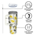 thumbnail image 4 of OBREWU Yellow and Gray Leaves Modern Art Tumbler with Handle and Lid,Yellow and Gray Leaves Modern Art 40oz Double Wall Vacuum Insulated Tumbler,Cups Gift for Women and Men, 4 of 7